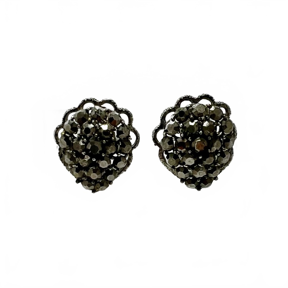 Vintage Weiss Silver Tone & Rhinestone Clip-on Earrings
